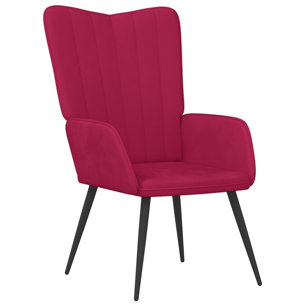 Chaise de relaxation avec tabouret Rouge bordeaux Velours - XIOS