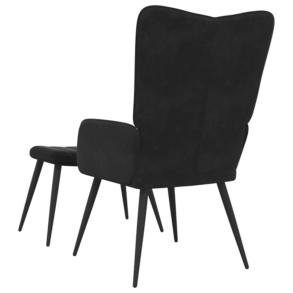 Chaise de relaxation avec tabouret Noir Velours - XIOS