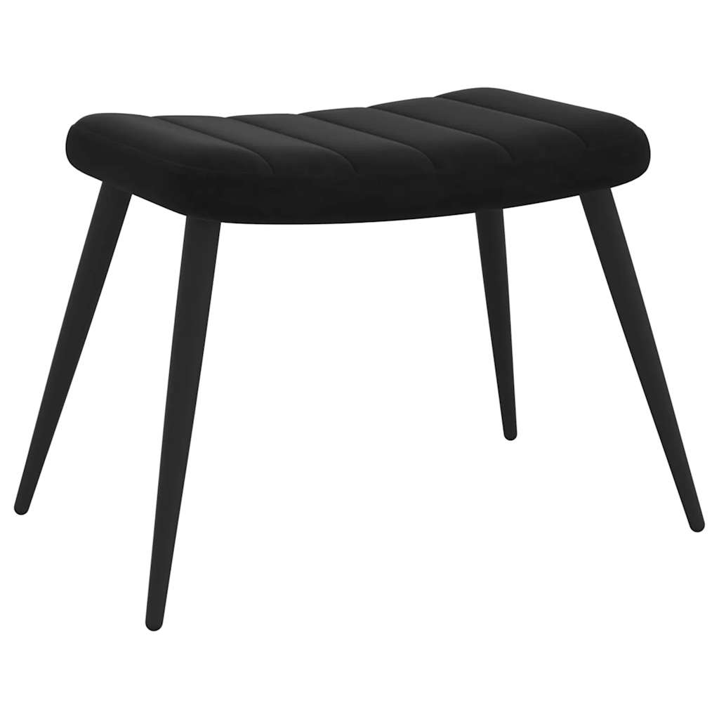 Chaise de relaxation avec tabouret Noir Velours - XIOS