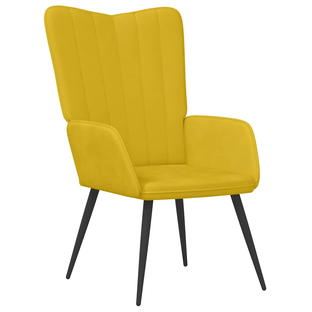 Chaise de relaxation avec tabouret Jaune moutarde Velours - XIOS