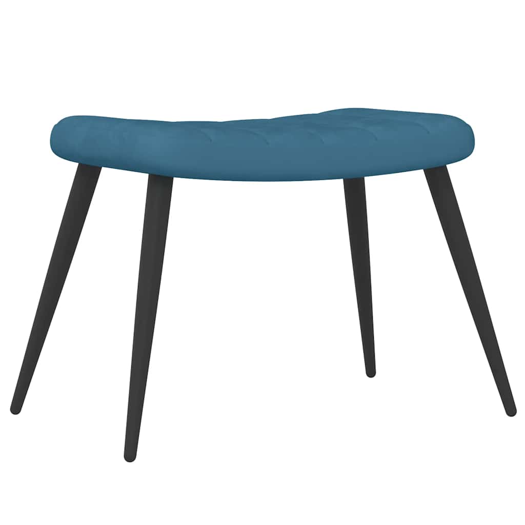 Chaise de relaxation avec tabouret Bleu Velours - XIOS