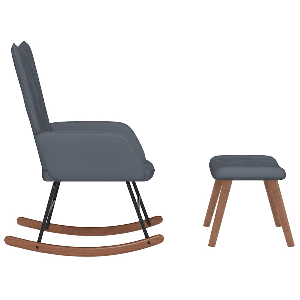 Chaise à bascule avec repose-pied Gris foncé Velours - XIOS
