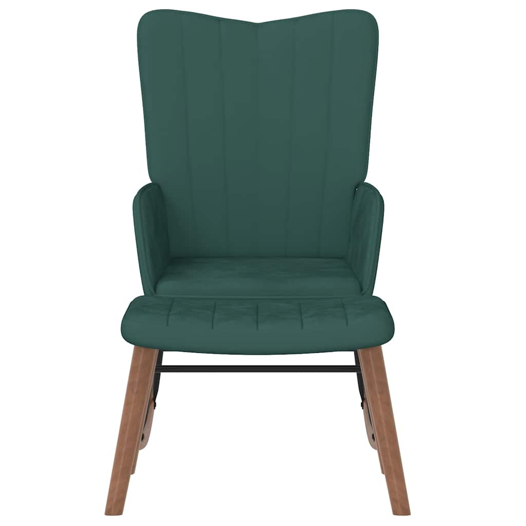 Chaise à bascule avec repose-pied Vert foncé Velours - XIOS