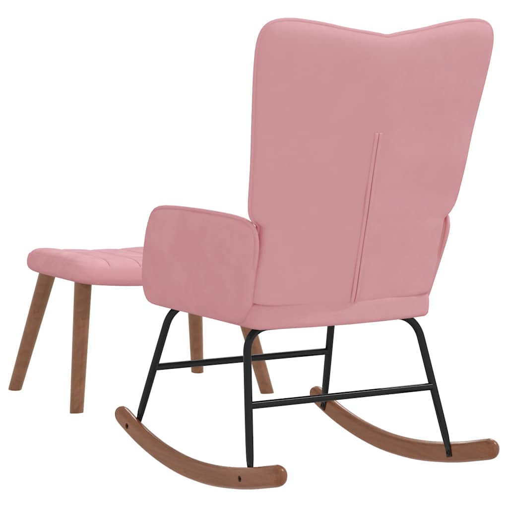 Chaise à bascule avec repose-pied Rose Velours - XIOS