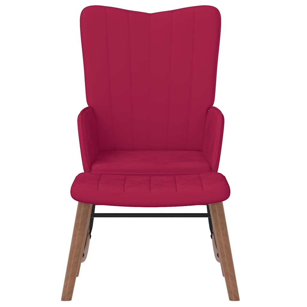Chaise à bascule avec repose-pied Rouge bordeaux Velours - XIOS
