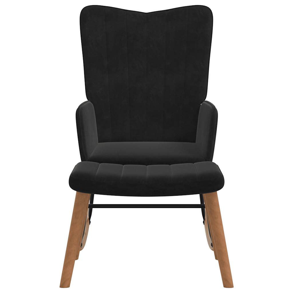 Chaise à bascule avec repose-pied Noir Velours - XIOS