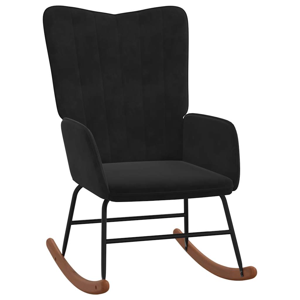 Chaise à bascule avec repose-pied Noir Velours - XIOS