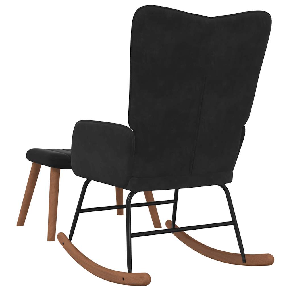 Chaise à bascule avec repose-pied Noir Velours - XIOS