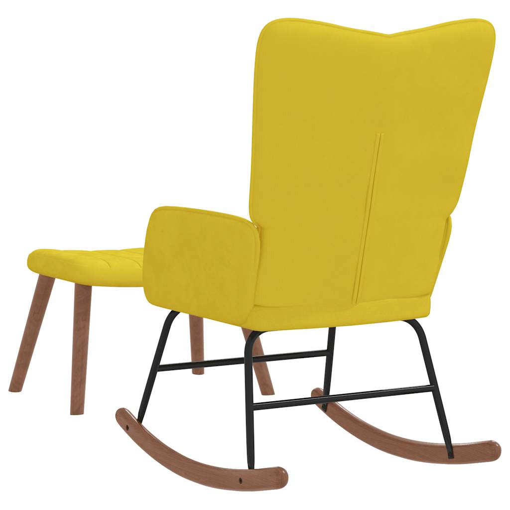 Chaise à bascule avec repose-pied Jaune moutarde Velours - XIOS