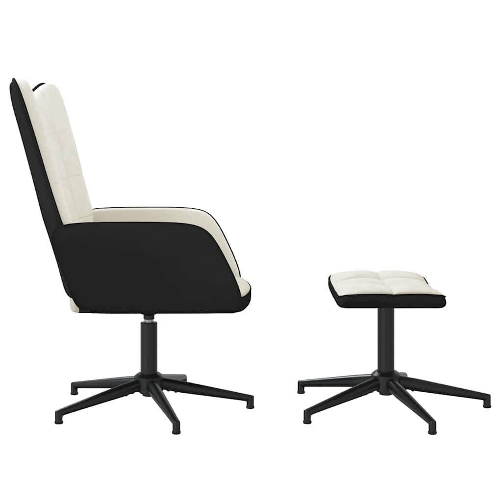 Chaise de relaxation avec tabouret Blanc crème Velours et PVC - XIOS