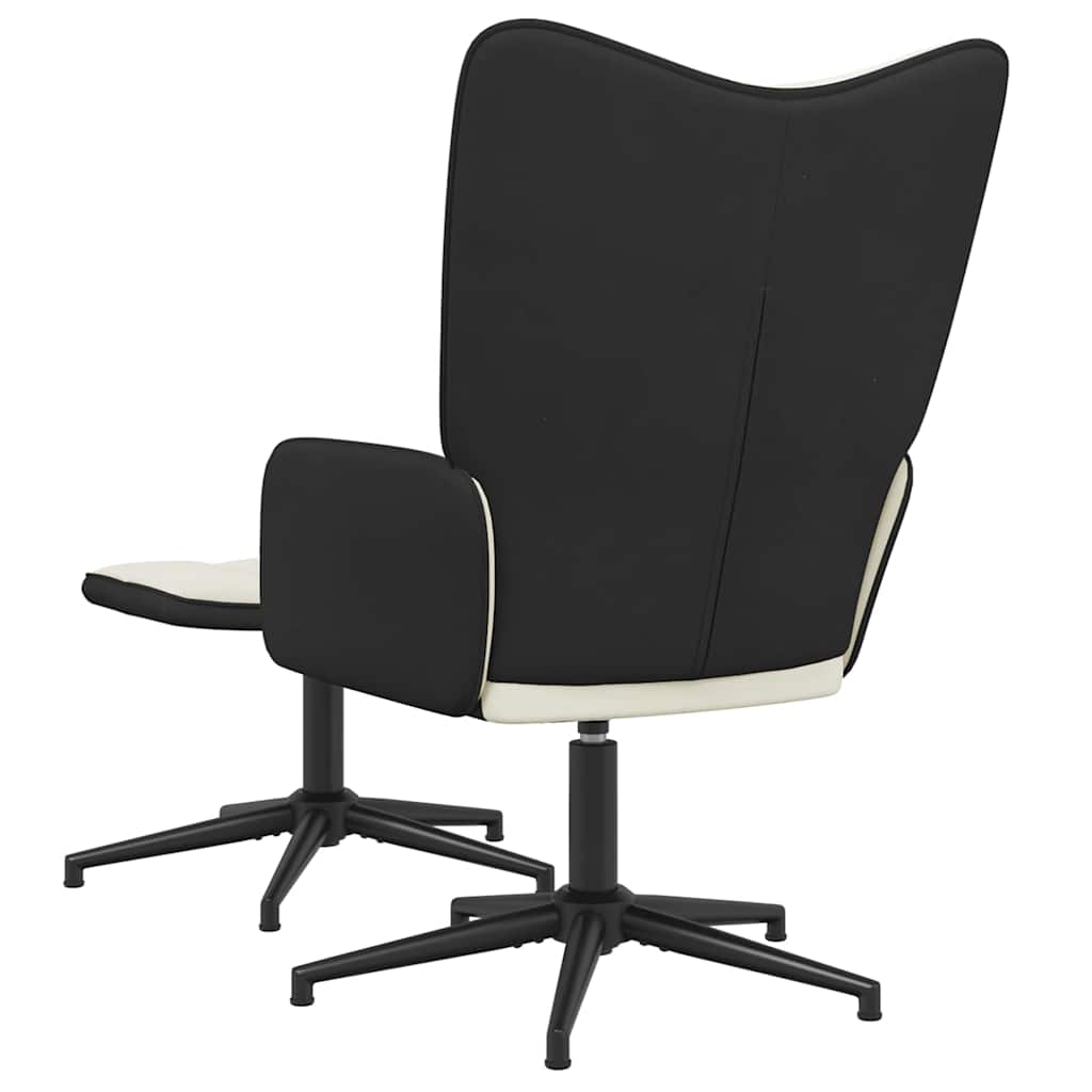 Chaise de relaxation avec tabouret Blanc crème Velours et PVC - XIOS