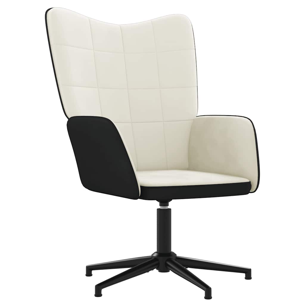 Chaise de relaxation avec tabouret Blanc crème Velours et PVC - XIOS