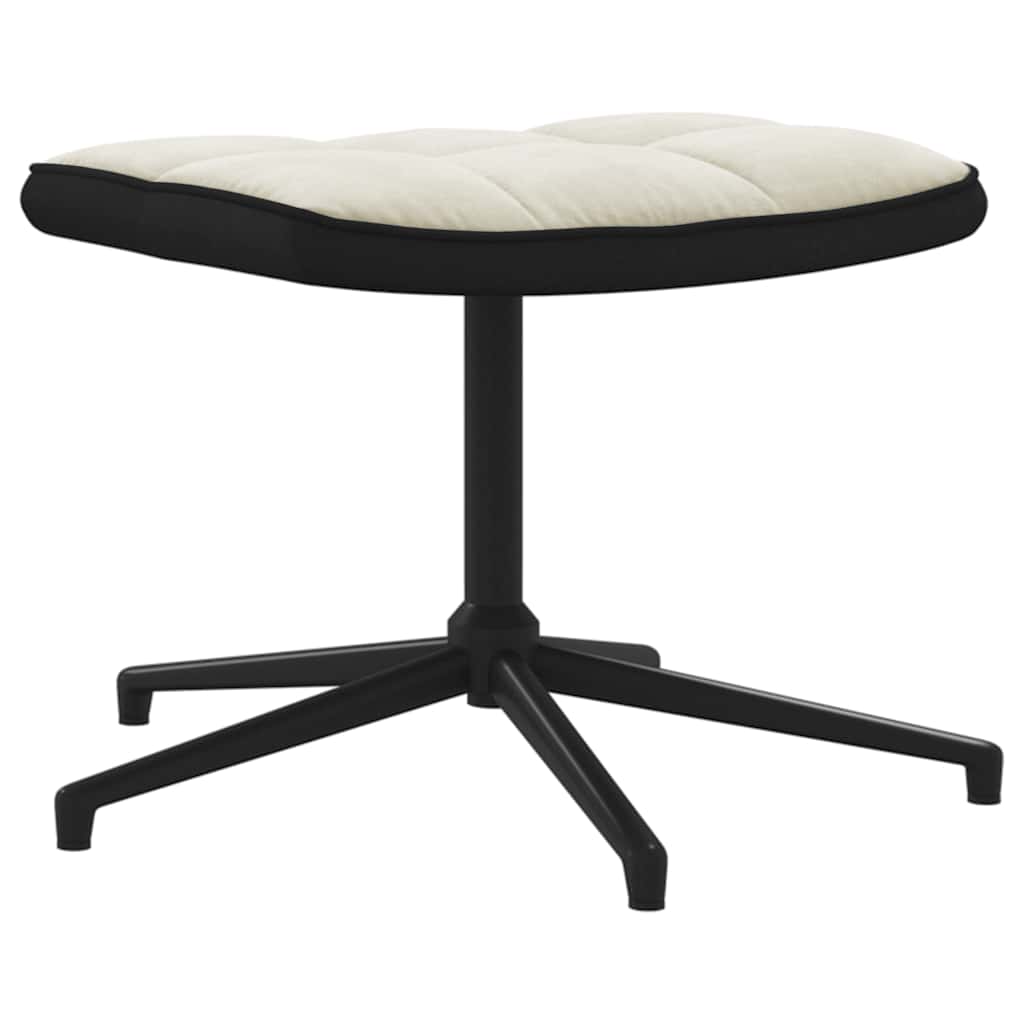 Chaise de relaxation avec tabouret Blanc crème Velours et PVC - XIOS