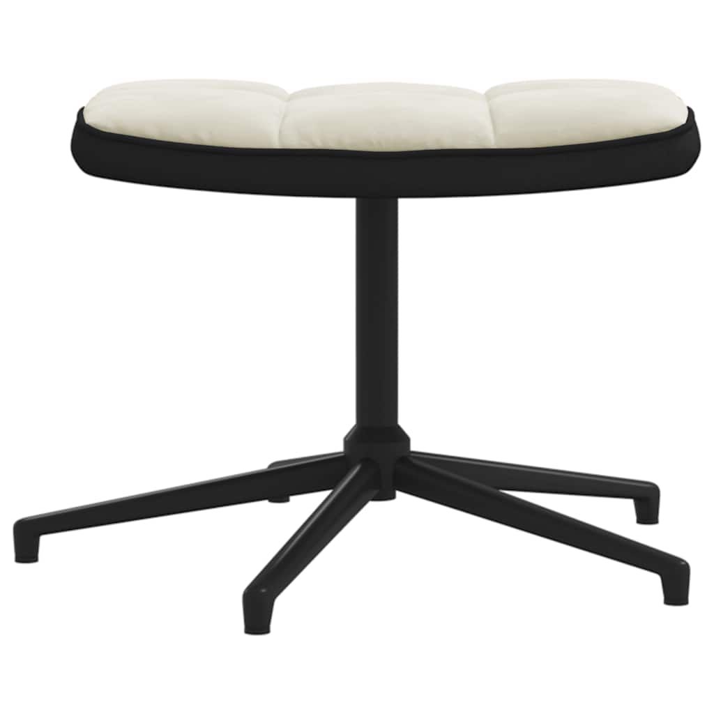 Chaise de relaxation avec tabouret Blanc crème Velours et PVC - XIOS