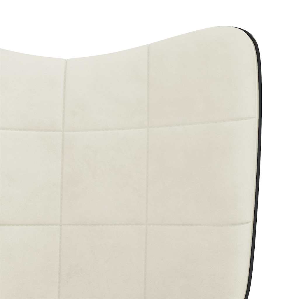 Chaise de relaxation avec tabouret Blanc crème Velours et PVC - XIOS