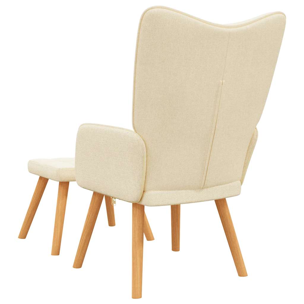 Chaise de relaxation avec tabouret Crème Tissu - XIOS