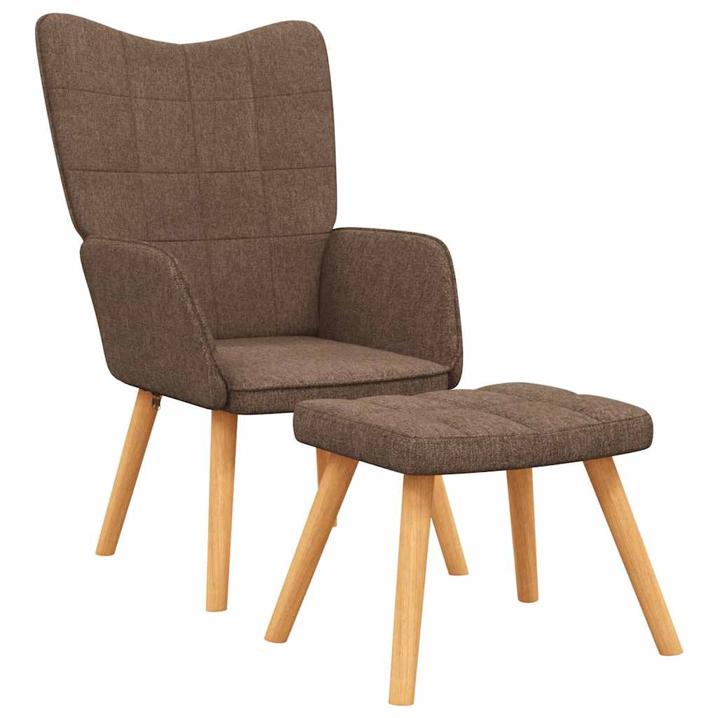 Chaise de relaxation avec tabouret Marron Tissu - XIOS