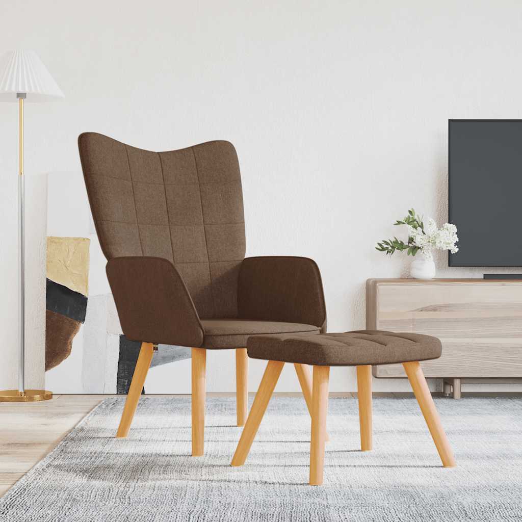Chaise de relaxation avec tabouret Marron Tissu - XIOS