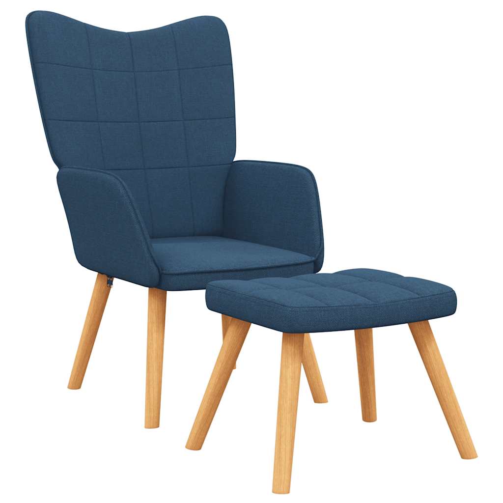 Chaise de relaxation avec tabouret Bleu Tissu - XIOS