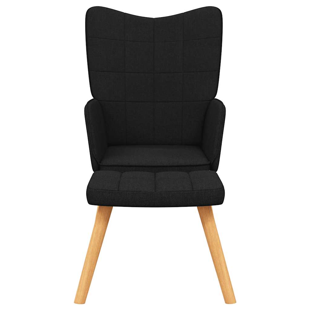 Chaise de relaxation avec tabouret Noir Tissu - XIOS