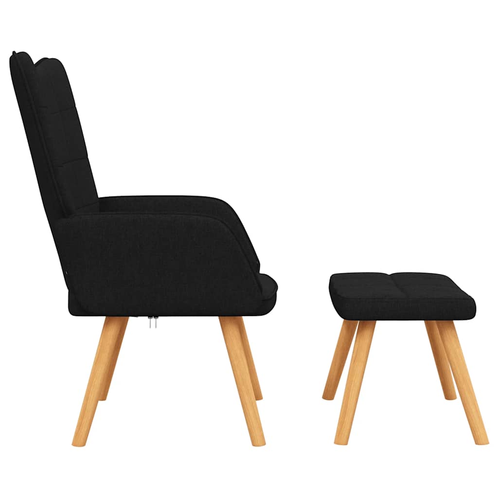 Chaise de relaxation avec tabouret Noir Tissu - XIOS
