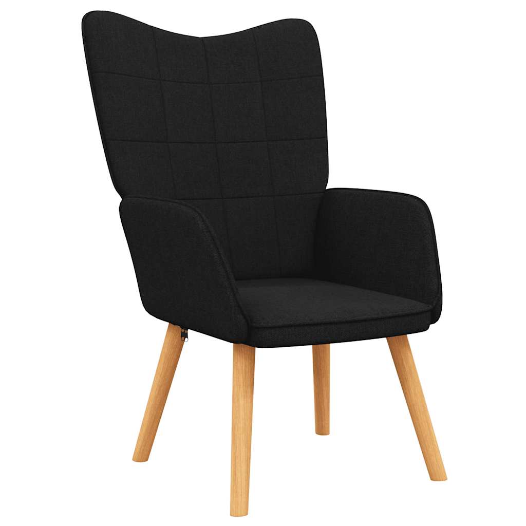 Chaise de relaxation avec tabouret Noir Tissu - XIOS