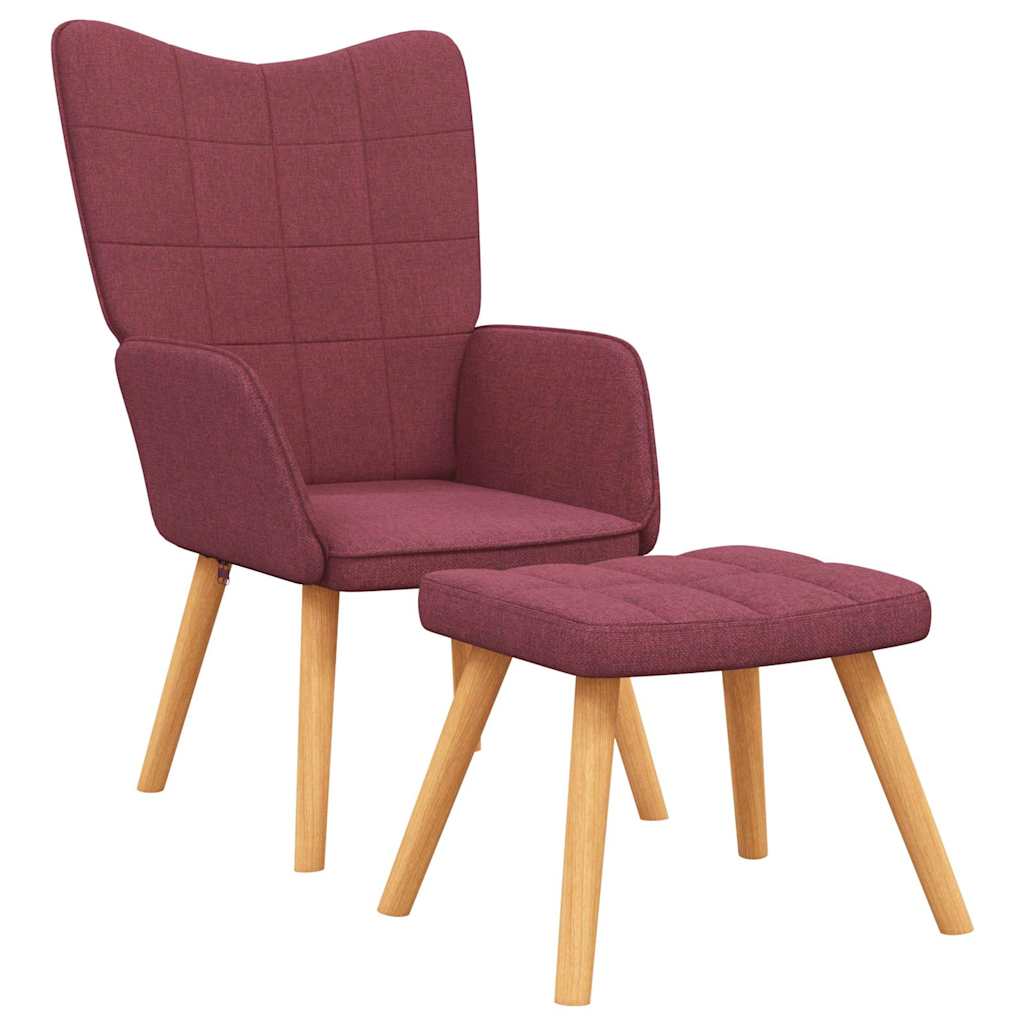 Chaise de relaxation avec tabouret Rouge bordeaux Tissu - XIOS