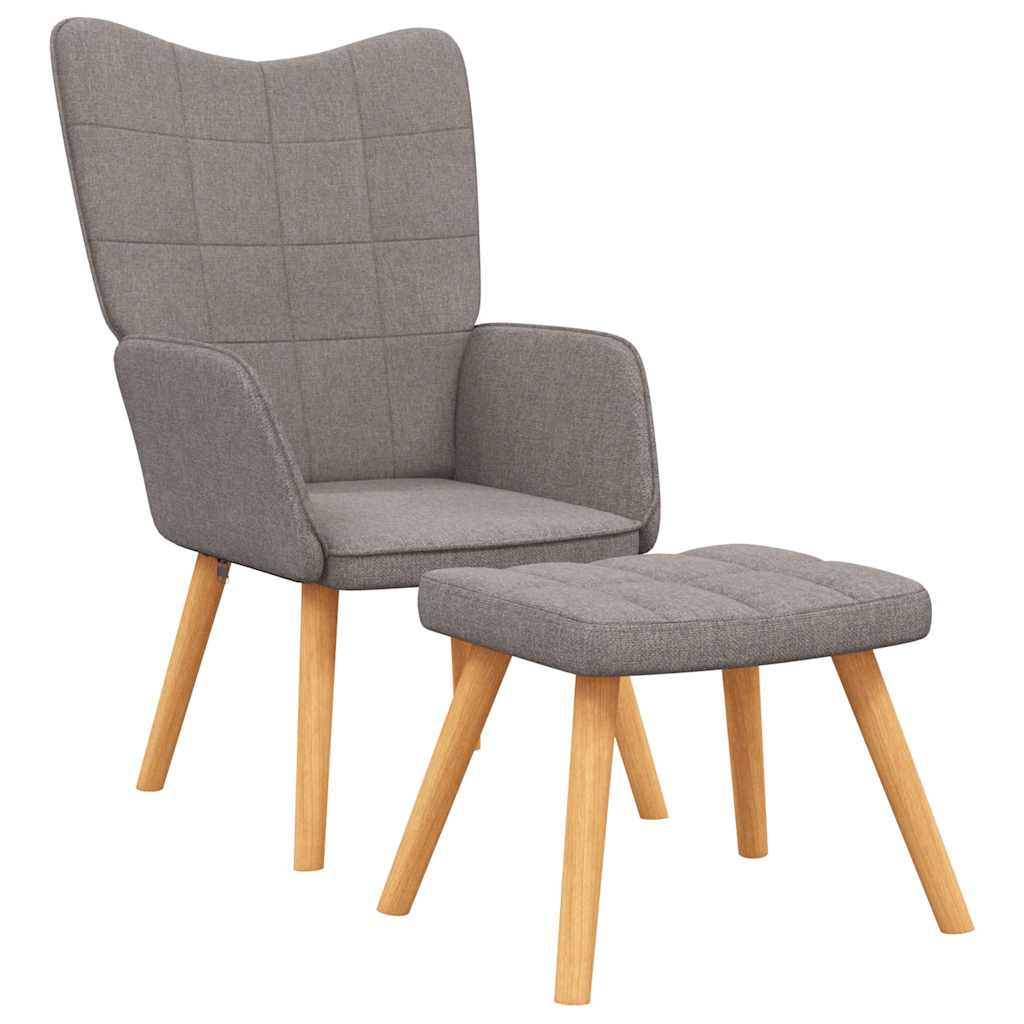 Chaise de relaxation avec tabouret Taupe Tissu - XIOS