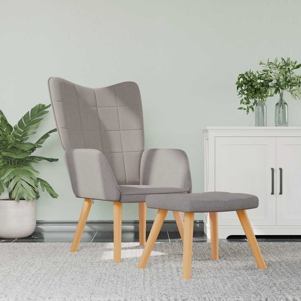 Chaise de relaxation avec tabouret Taupe Tissu - XIOS