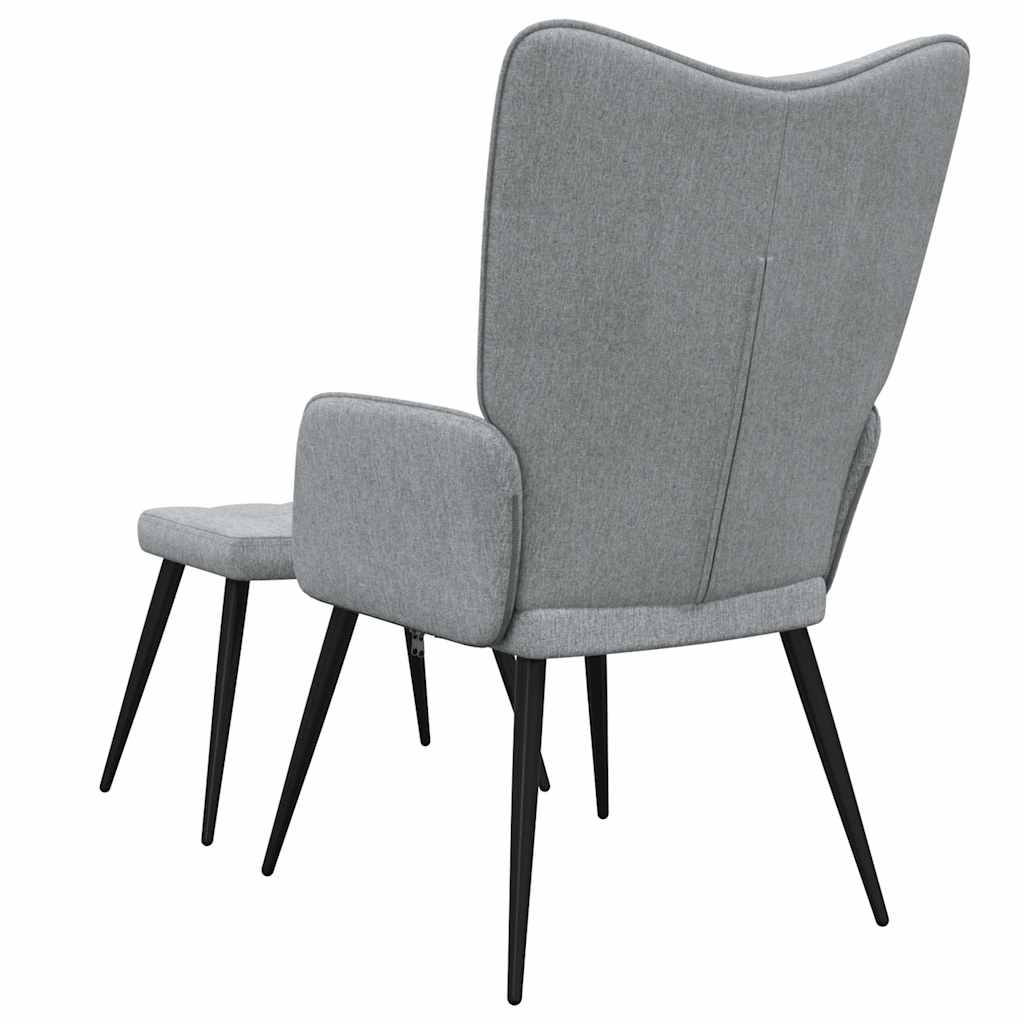 Chaise de relaxation avec tabouret Gris clair Tissu - XIOS