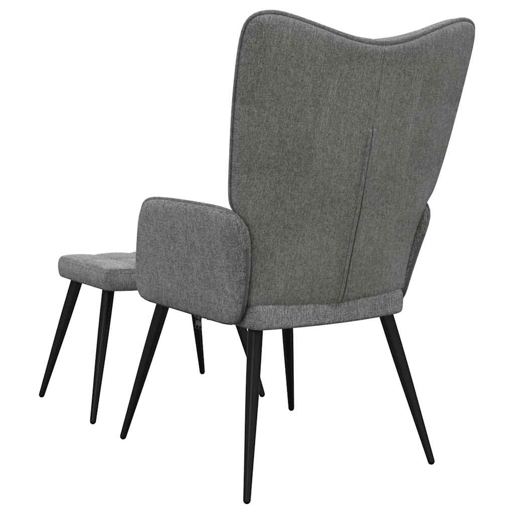 Chaise de relaxation avec tabouret Gris foncé Tissu - XIOS