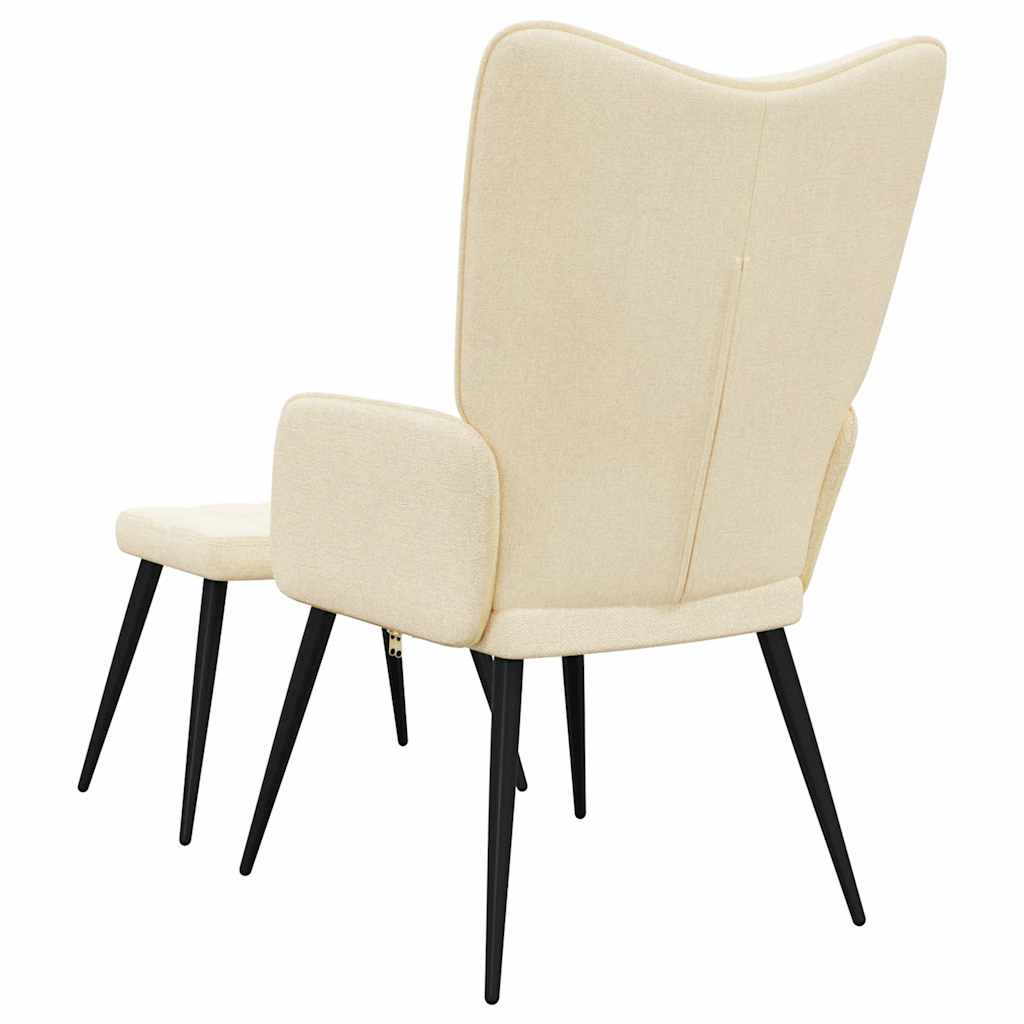 Chaise de relaxation avec tabouret Crème Tissu - XIOS