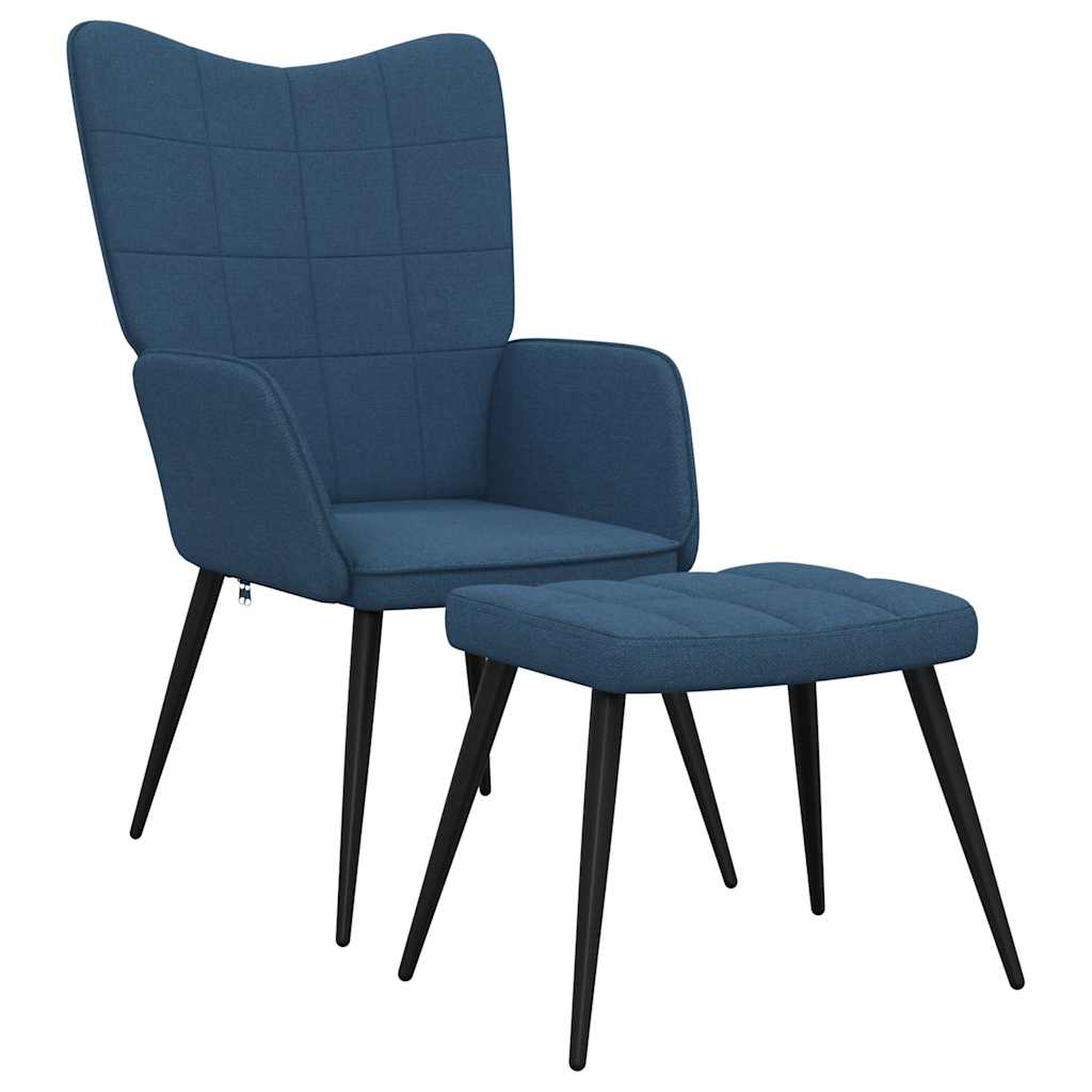Chaise de relaxation avec tabouret Bleu Tissu - XIOS