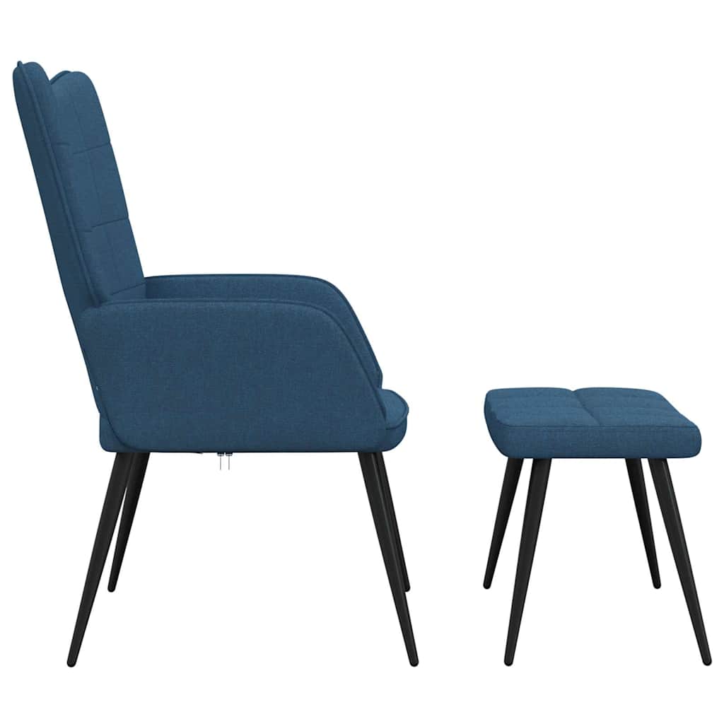 Chaise de relaxation avec tabouret Bleu Tissu - XIOS
