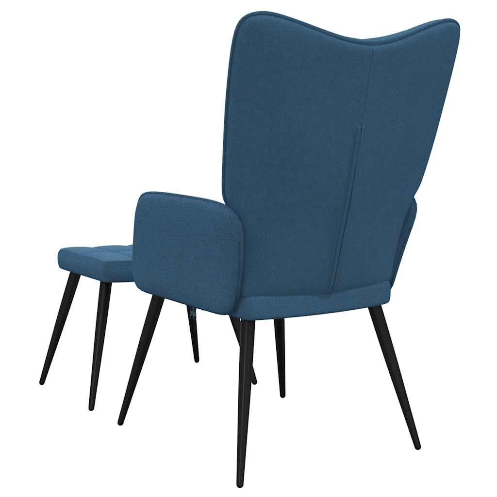 Chaise de relaxation avec tabouret Bleu Tissu - XIOS