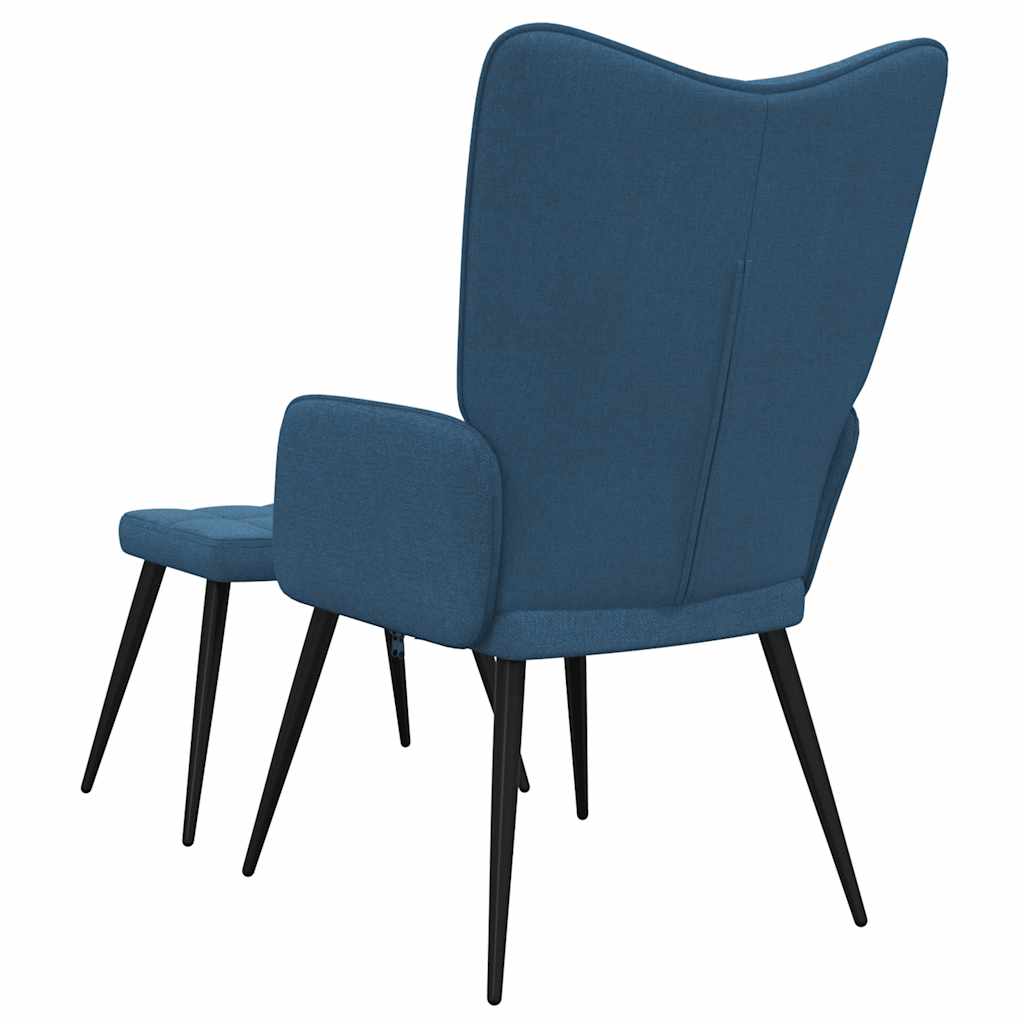 Chaise de relaxation avec tabouret Bleu Tissu - XIOS