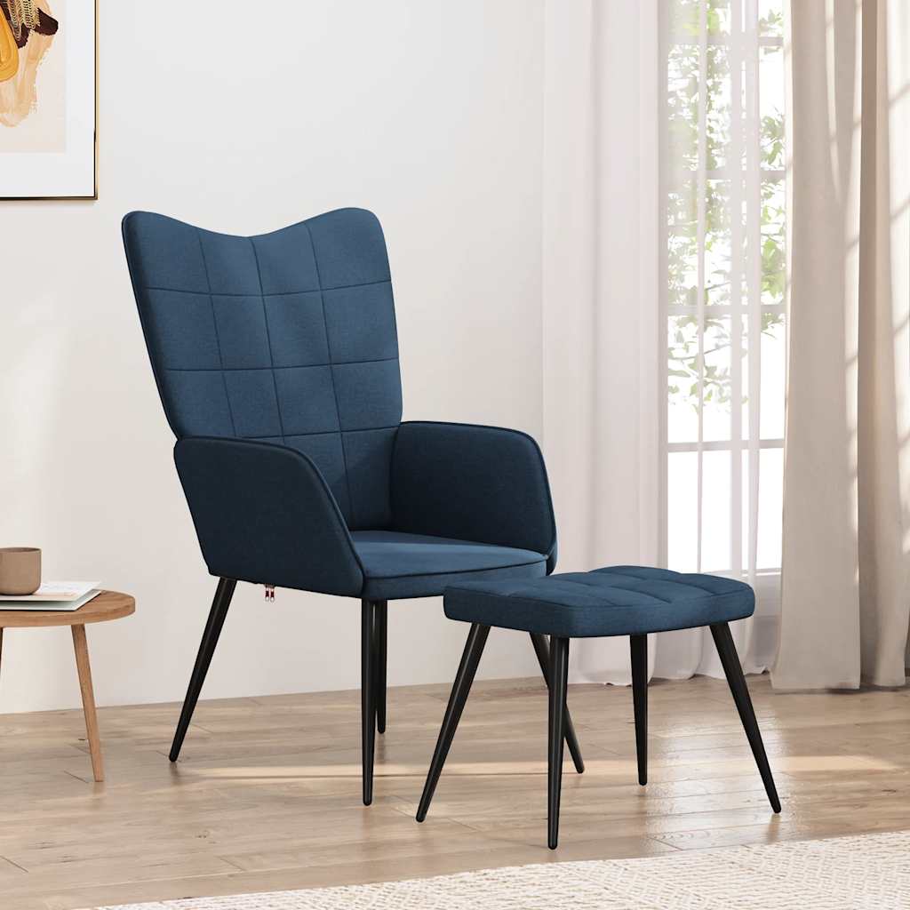Chaise de relaxation avec tabouret Bleu Tissu - XIOS