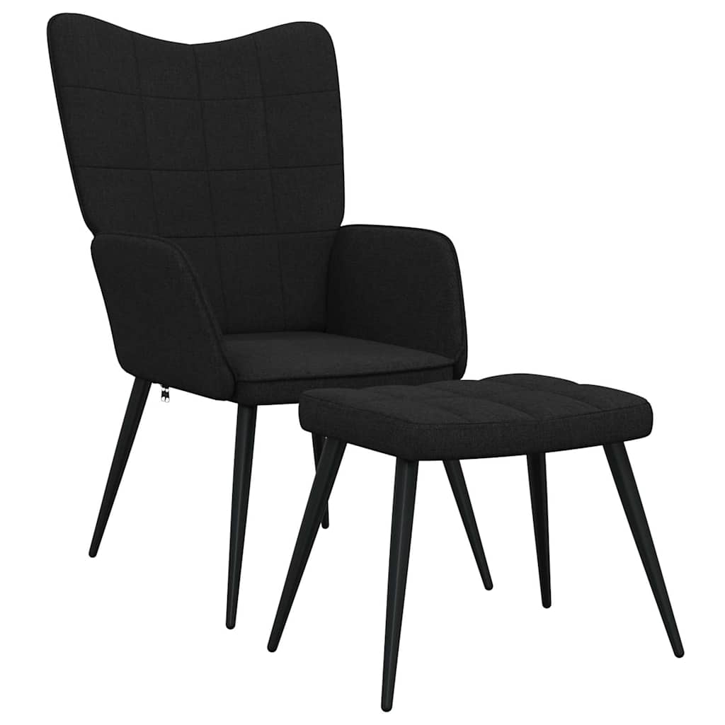 Chaise de relaxation avec tabouret Noir Tissu - XIOS