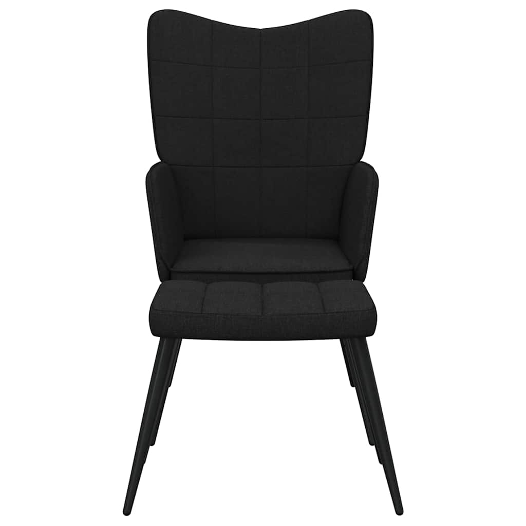 Chaise de relaxation avec tabouret Noir Tissu - XIOS