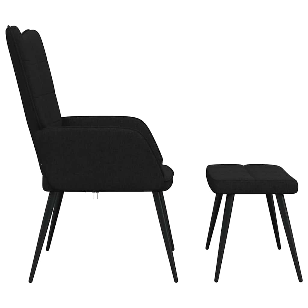 Chaise de relaxation avec tabouret Noir Tissu - XIOS