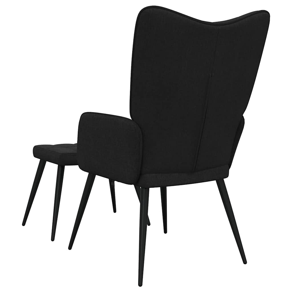 Chaise de relaxation avec tabouret Noir Tissu - XIOS