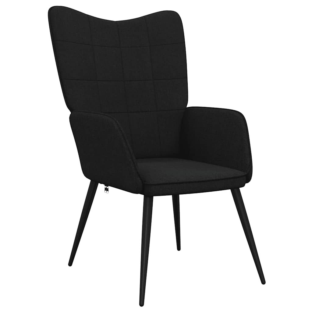 Chaise de relaxation avec tabouret Noir Tissu - XIOS