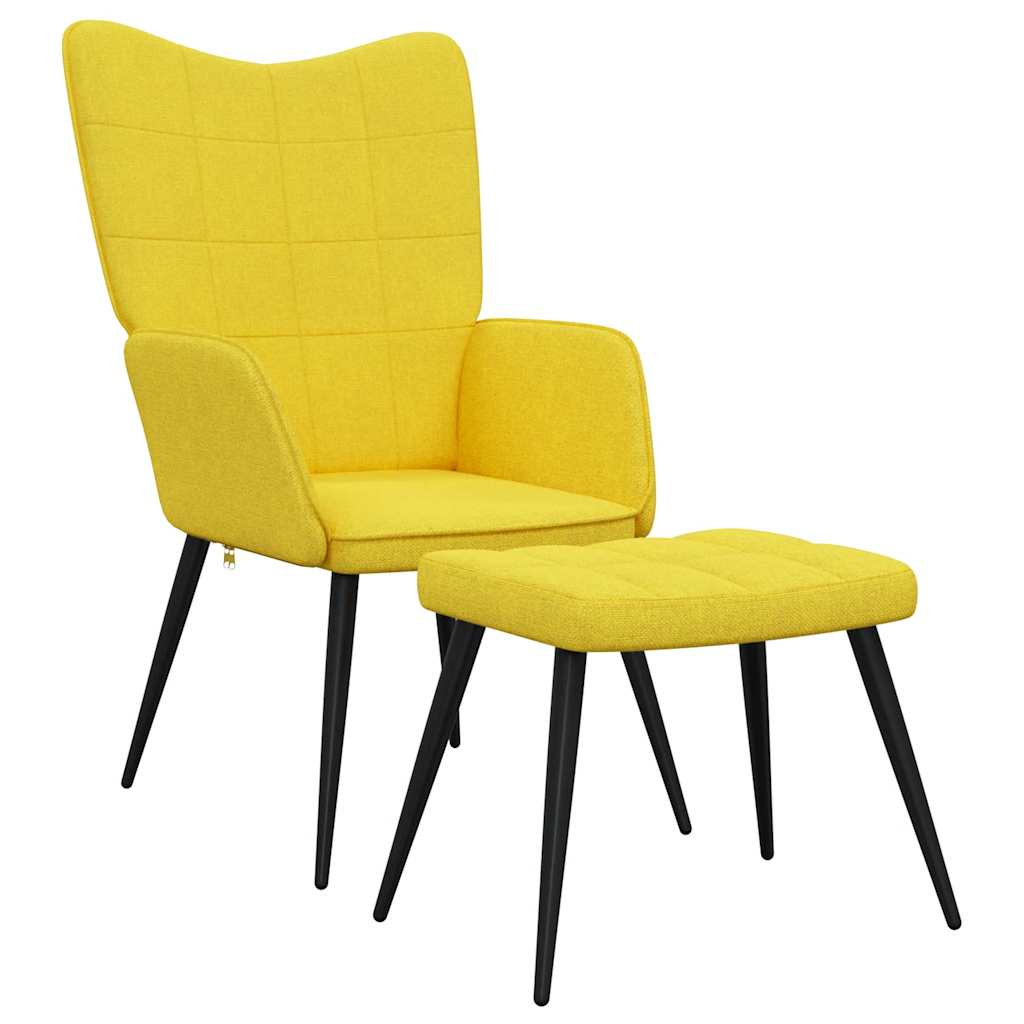 Chaise de relaxation avec tabouret Jaune moutarde Tissu - XIOS