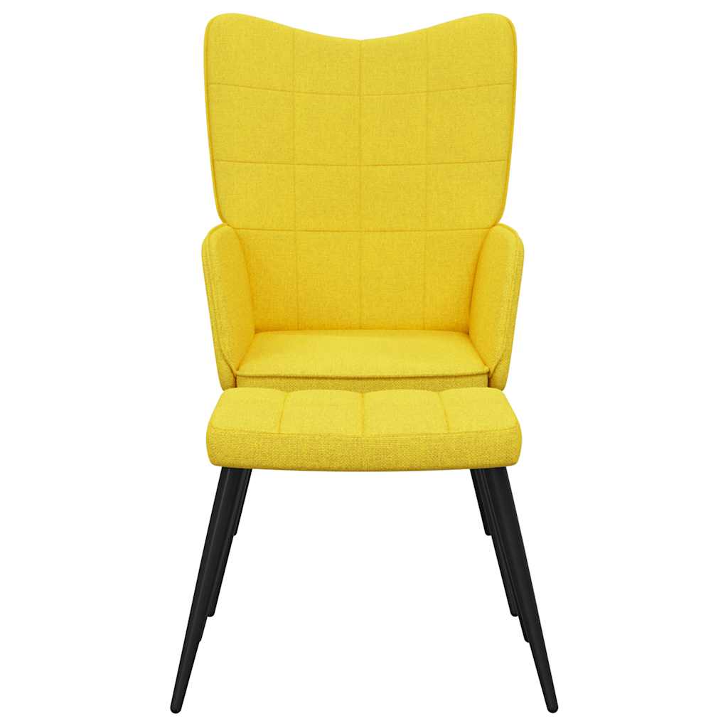 Chaise de relaxation avec tabouret Jaune moutarde Tissu - XIOS