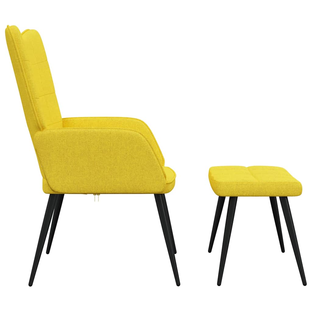 Chaise de relaxation avec tabouret Jaune moutarde Tissu - XIOS