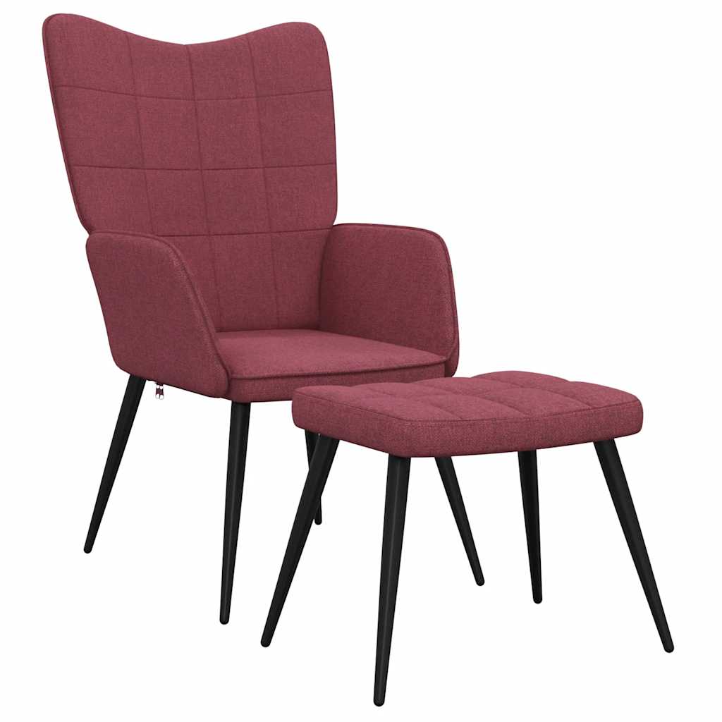Chaise de relaxation avec tabouret Rouge bordeaux Tissu - XIOS