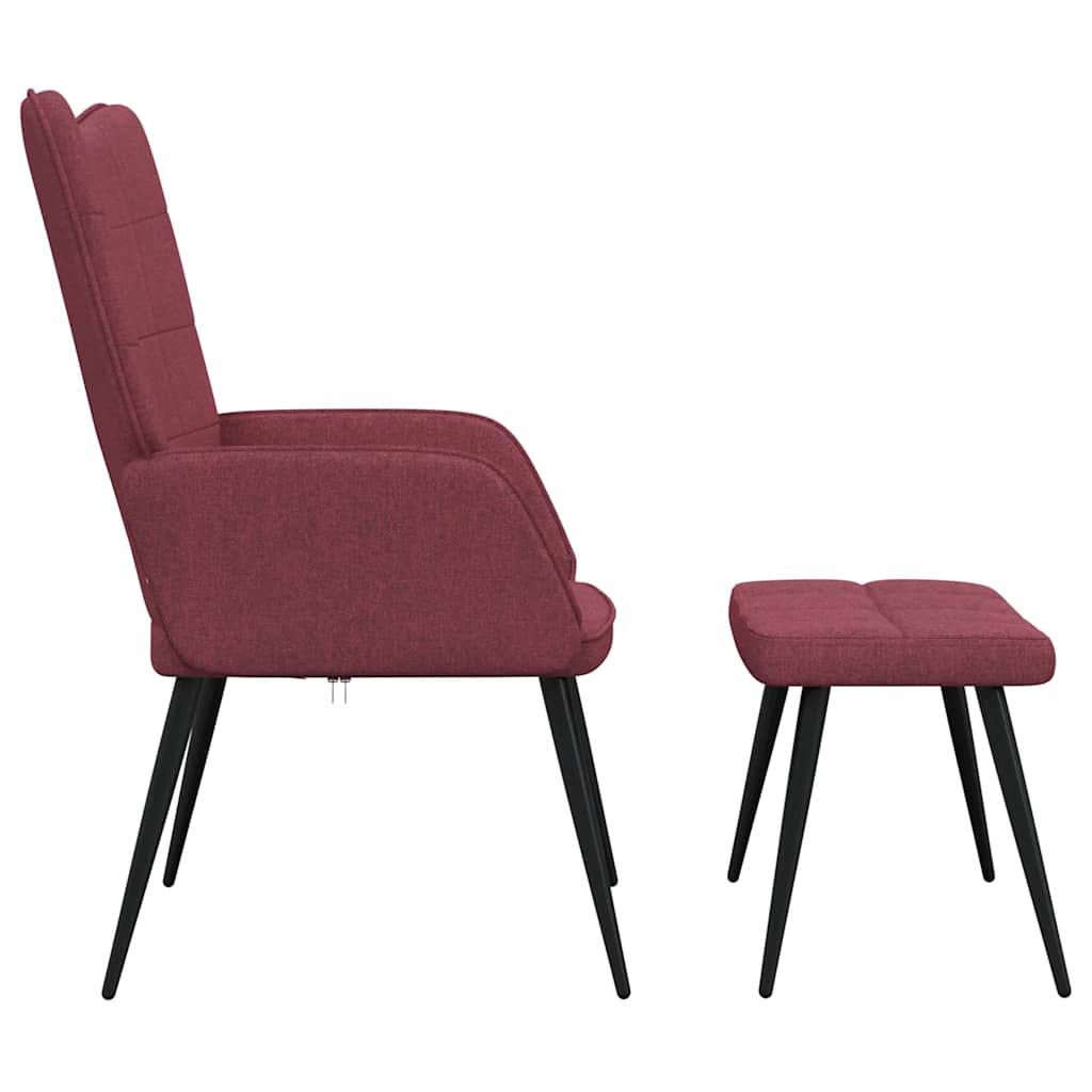 Chaise de relaxation avec tabouret Rouge bordeaux Tissu - XIOS