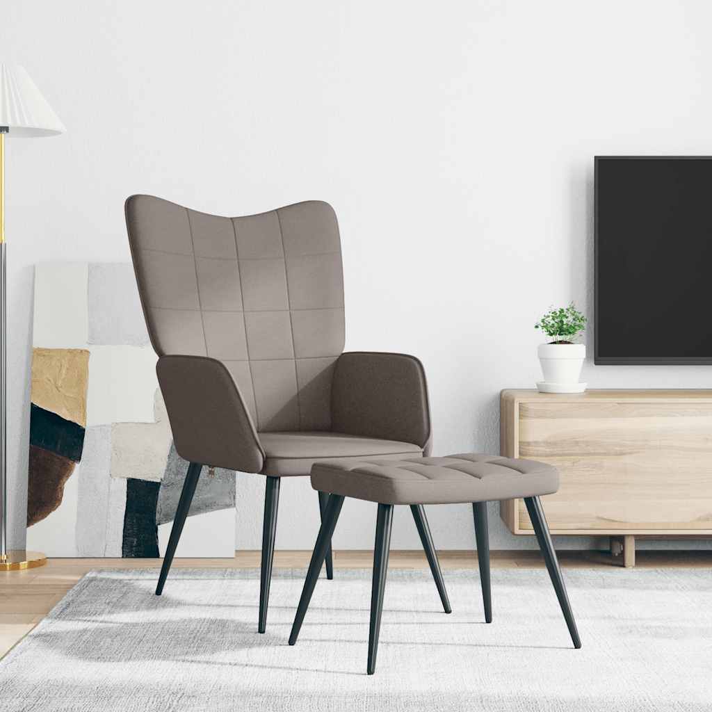 Chaise de relaxation avec tabouret Taupe Tissu - XIOS