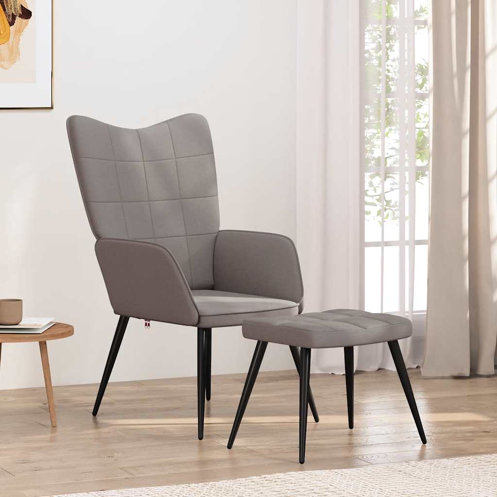 Chaise de relaxation avec tabouret Taupe Tissu - XIOS