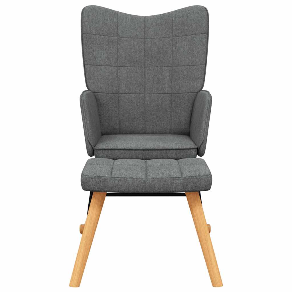 Chaise à bascule avec tabouret Gris foncé Tissu - XIOS